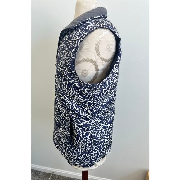 Lands End Down Feather Quilted Floral Full Zip Puffer Vest Medium - Picture 3 of 8